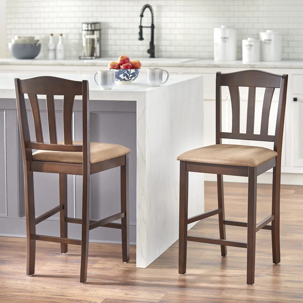 Set of 2 Upholstered Counter Height Stools Modern Farmhouse