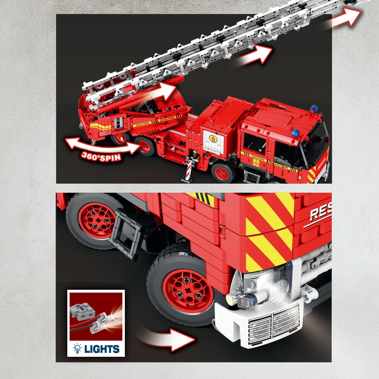 Reobrix Rescue Fire Truck Building Block Set With Extendable Ladder RC