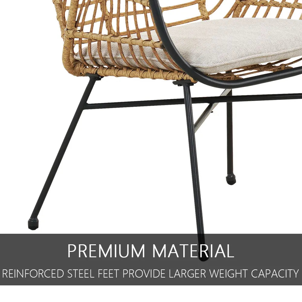 Outdoor Wicker Patio Conversation Set With Cushions And Coffee Tables Boho Style