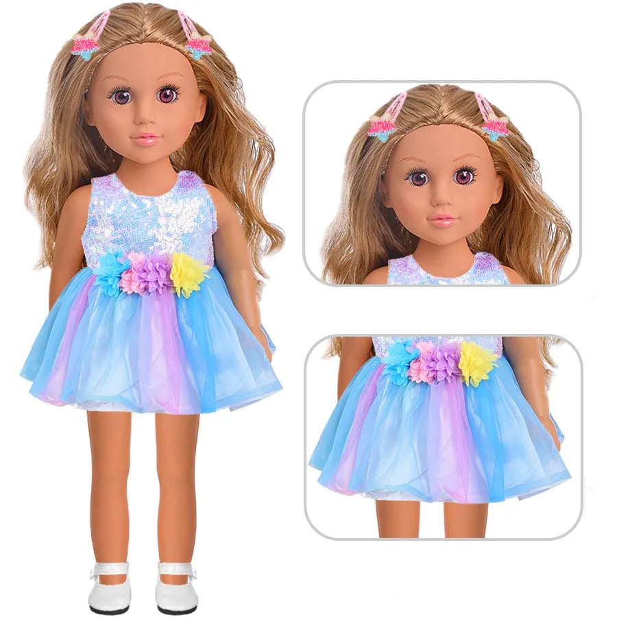 18 Inch Realistic Silicone Vinyl Reborn Girls Doll Dress Set