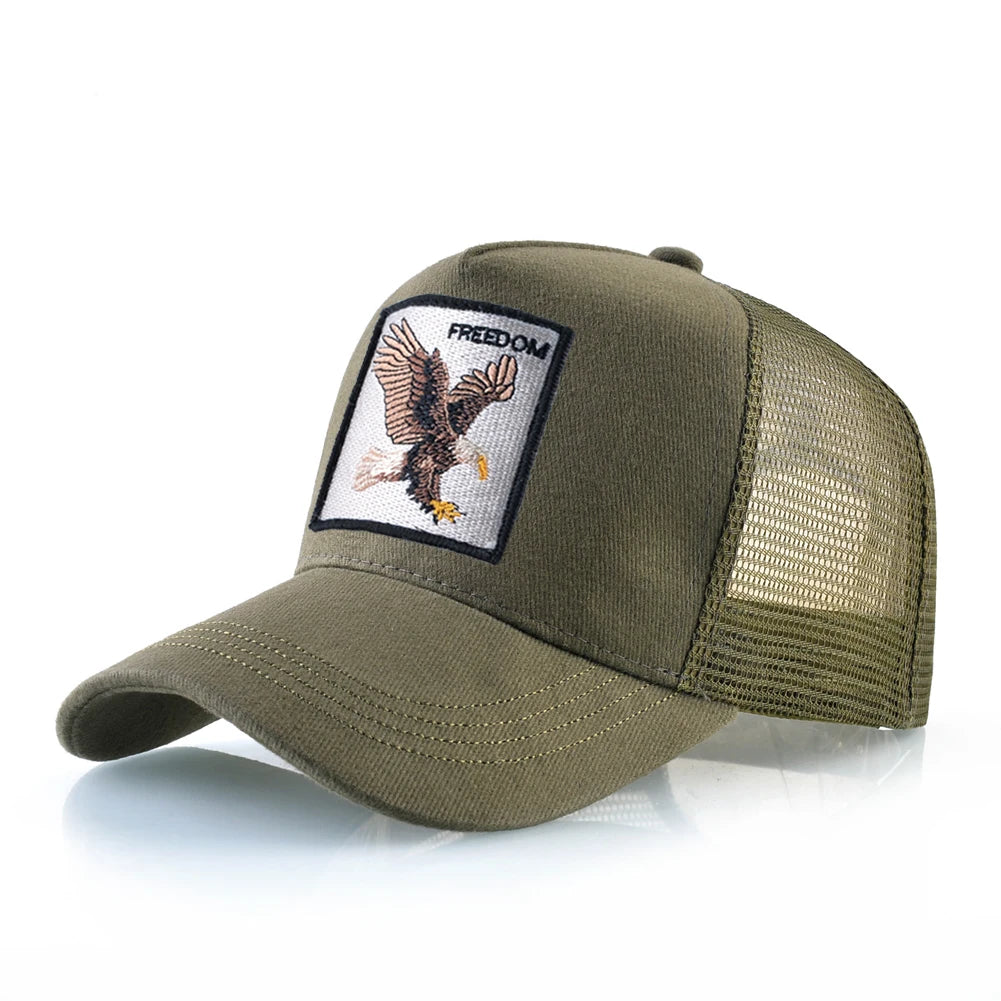 Unisex Embroidered Goat Patch Trucker Cap Four Seasons Snapback Baseball Hat
