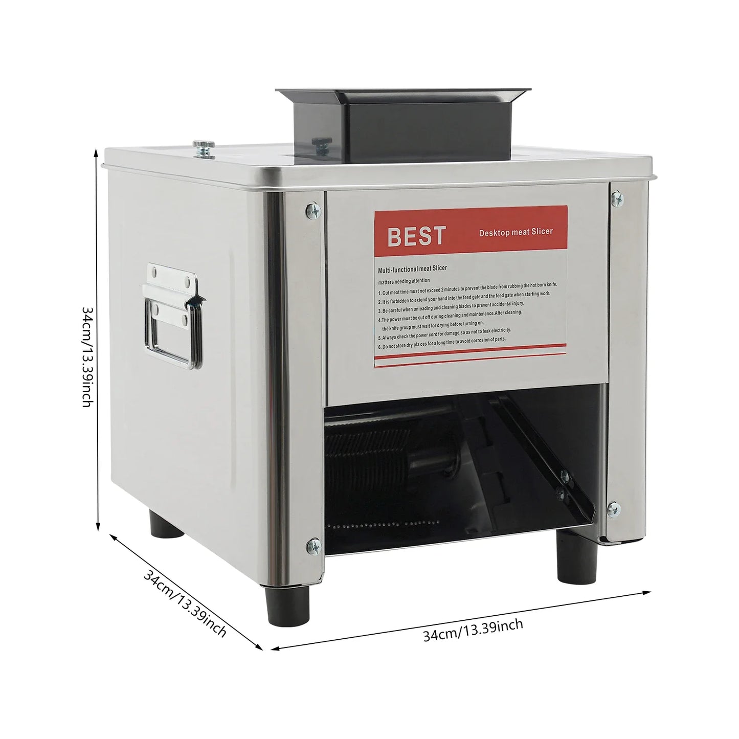 850W Electric Meat Cutter Stainless Steel Slicer US 110V