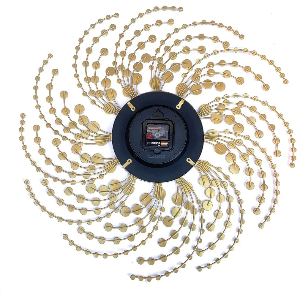 Large Gold Wall Clock with Dazzling Crystals Battery Operated Modern Elegance Ideal for Living Room and Bedroom