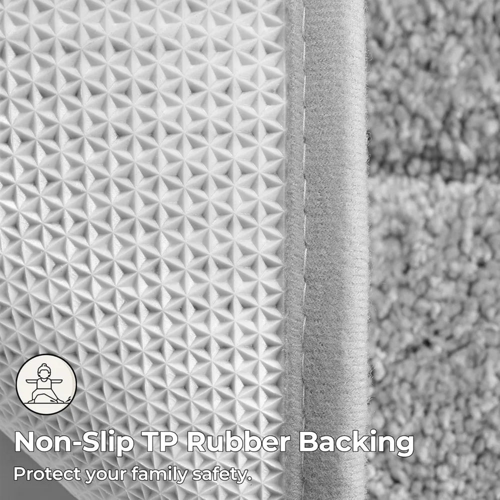 Gray Non Slip Microfiber Bath Rug Soft Water Absorbent Mat