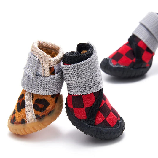 4 Pack Dog Winter Boots For Small Dogs Velvet Anti Slip Waterproof Shoes