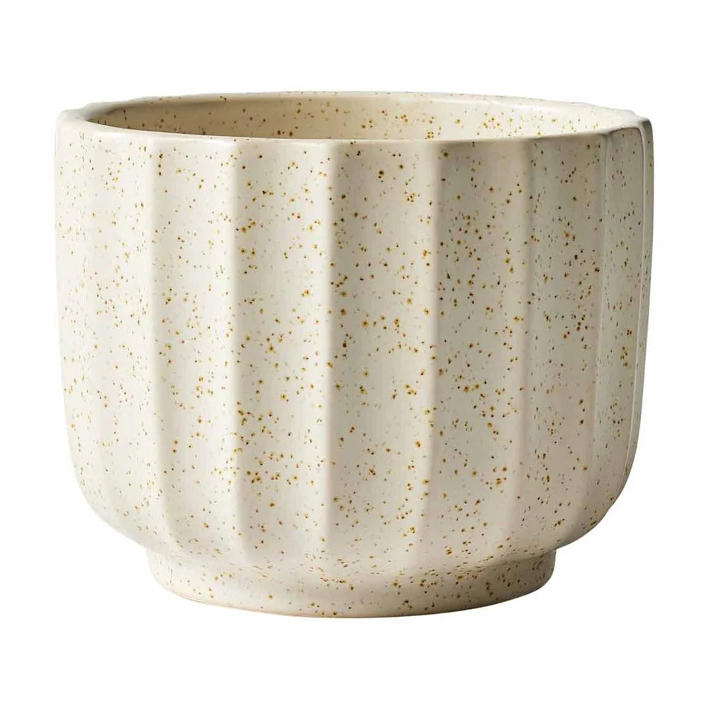 Ceramic Ribbed Vase 4.5 Inch Cream White Indoor Plants Home Decor