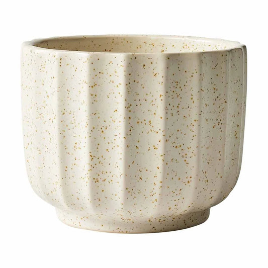 Ceramic Ribbed Vase 4.5 Inch Cream White Indoor Plants Home Decor