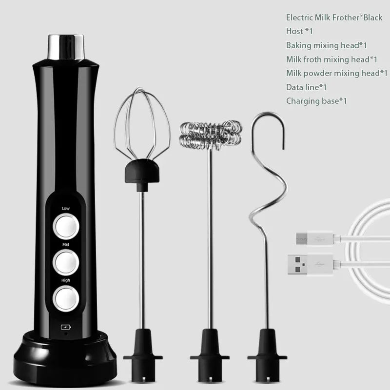 3 In 1 Wireless Handheld Electric Milk Foam Machine Mini Frother Maker Cappuccino Coffee Whisk Mixer Foamer