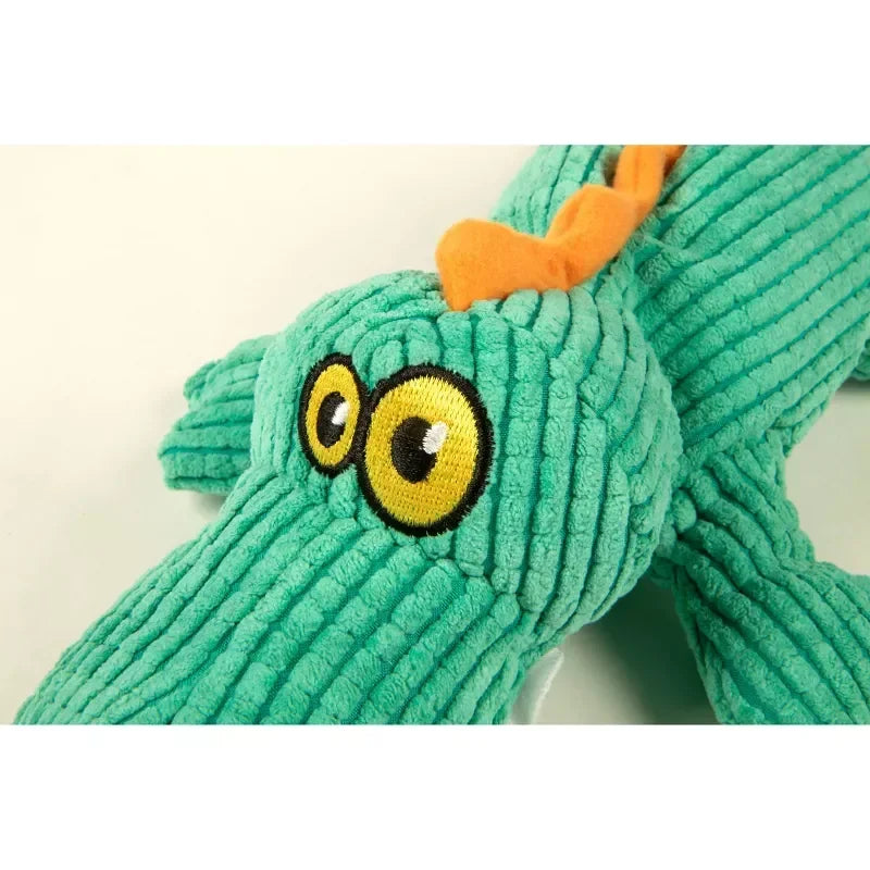 Plush Gator Dog Toy Silent Squeak Chew Resistant Durable