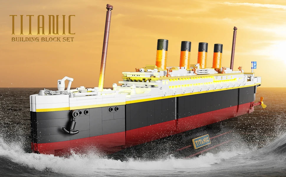 Titanic Building Set With LED 2 In 1 Ship Model And Glacier Display Stand