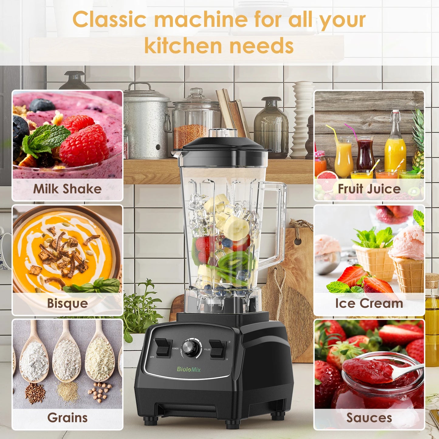 BPA Free 2200W Heavy Duty Commercial Grade Blender Mixer Juicer High Power Food Processor Ice Smoothie Bar Fruit Blender