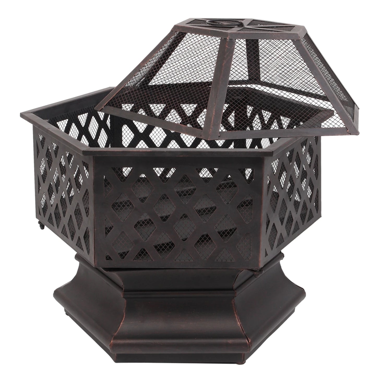 22 Inch Hexagonal Iron Brazier Wood Burning Fire Pit