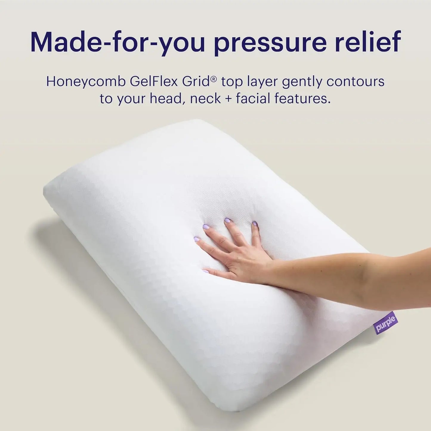 Purple Grid Pillow For Side Sleepers Soft Support Breathable Cover Standard Size