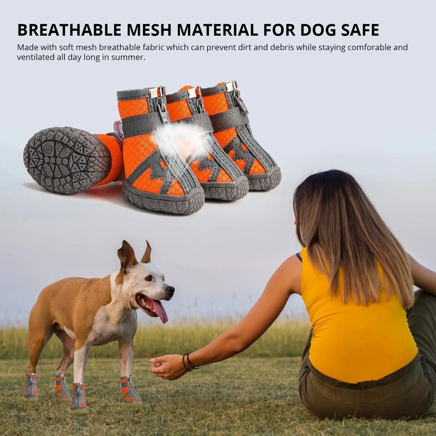 Waterproof Summer Dog Shoes 4 Pack Anti Slip Rain Booties For Small Pets