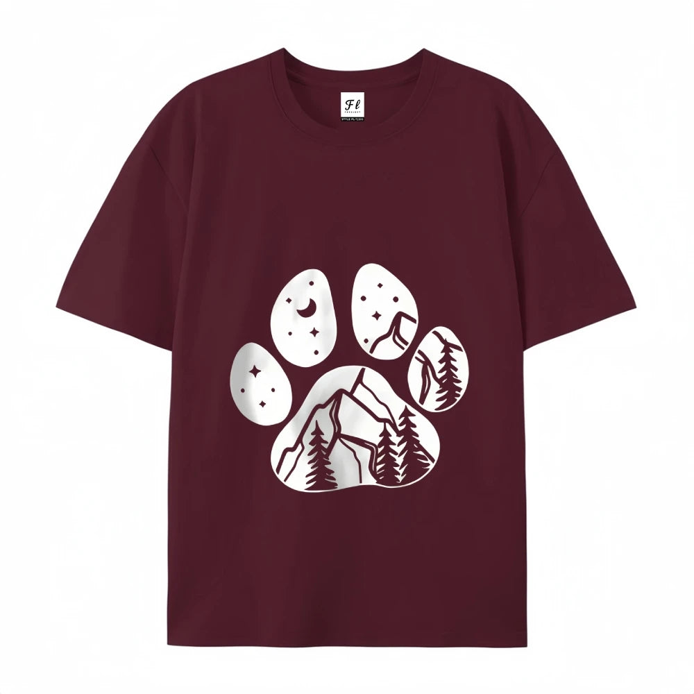 90s White Short Sleeve Y2K Harajuku Graphic Tee Women Dogs Paw Print Mom