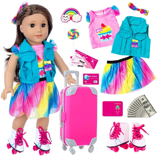 Vest Jacket And Short Skirt Doll Outfit For 18 Inch Dolls