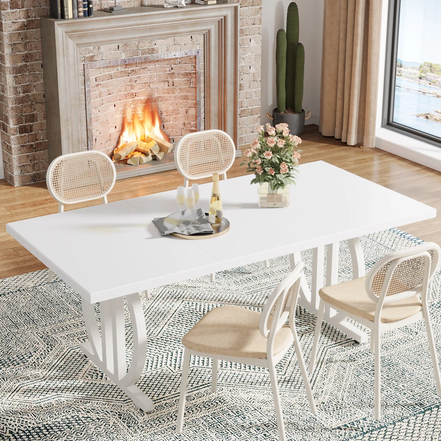 Tribesigns 63 Inch Dining Table for 4-6 with Metal Frame