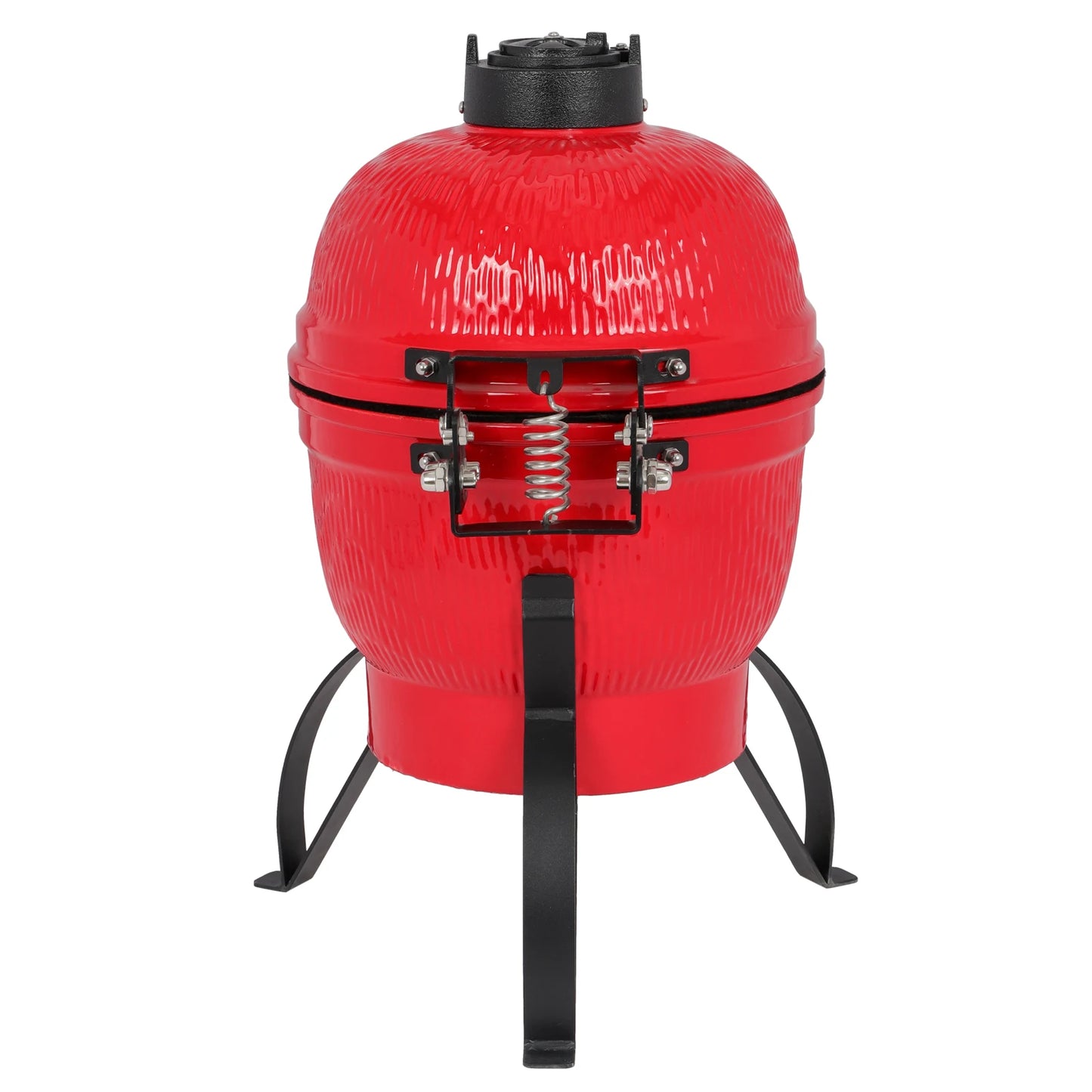 Round Kamado Charcoal Grill 13 Inch Ceramic Asador Orange Outdoor Barbecue
