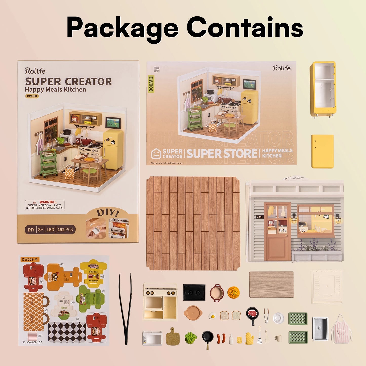 Robotime Rolife 3D Puzzle Happy Meals Kitchen Miniature House Kit
