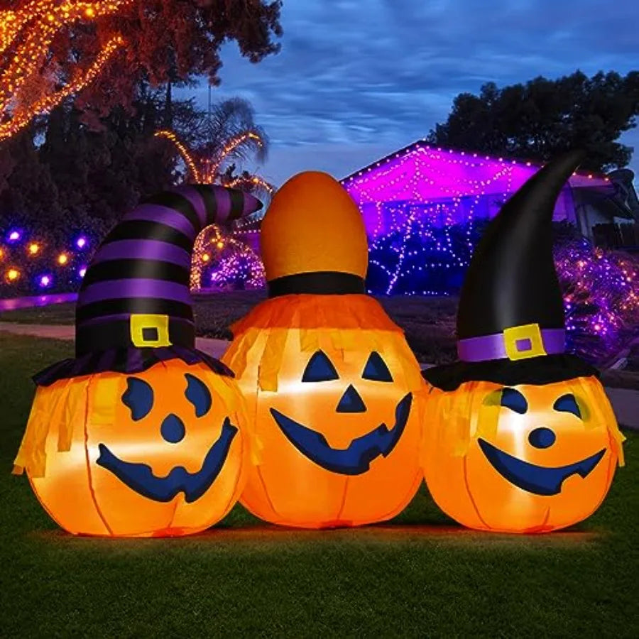 6.5 Feet Halloween Inflatable Pumpkin With Wizard Hat LED