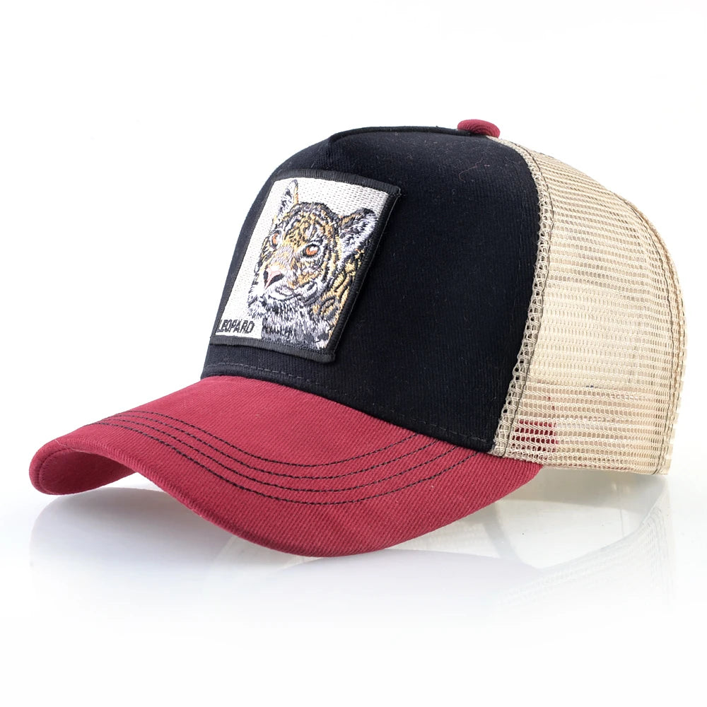 Unisex Embroidered Goat Patch Trucker Cap Four Seasons Snapback Baseball Hat