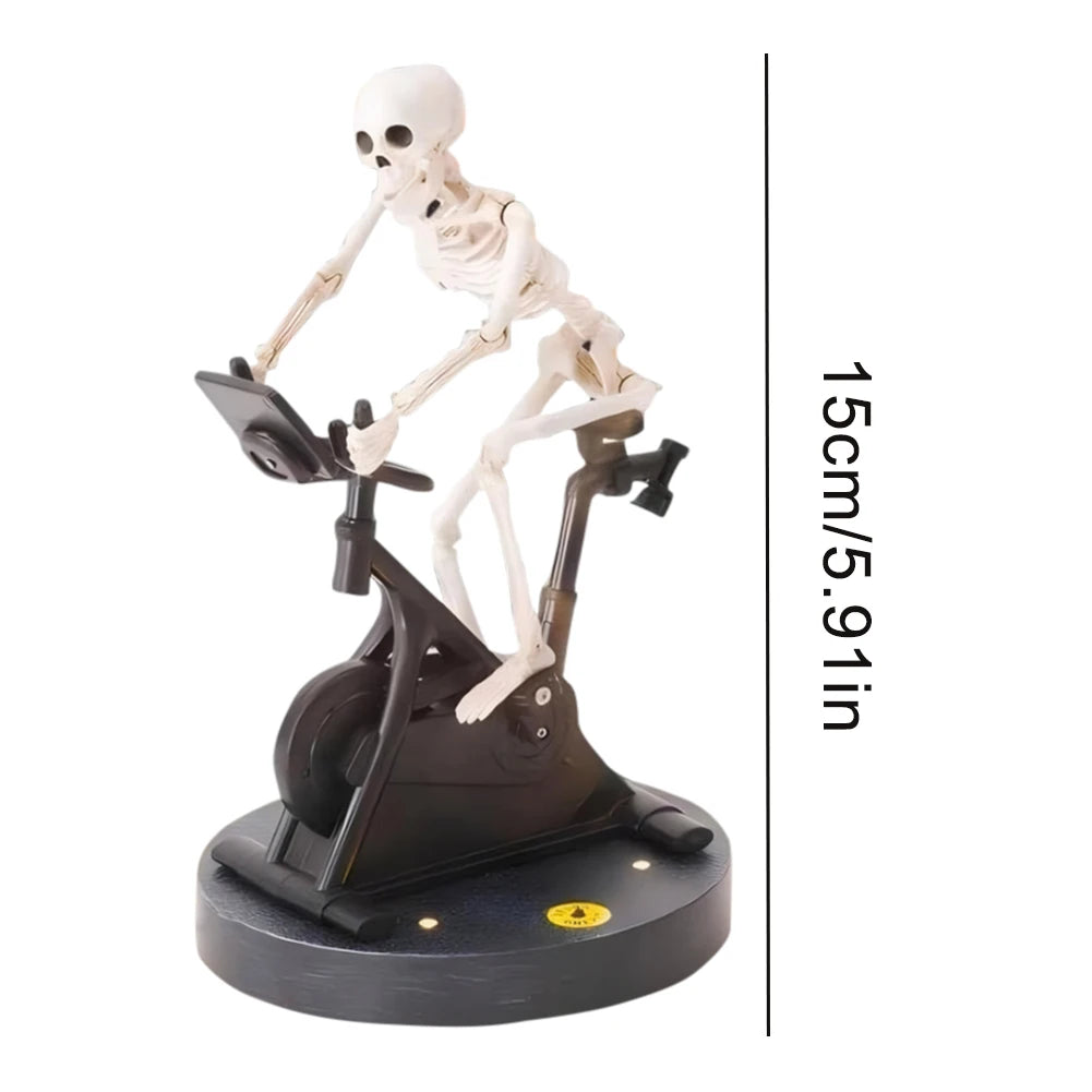 Resin Skeleton Riding Bike Statue Halloween Decor Skeleton Exercise Bike Decoration
