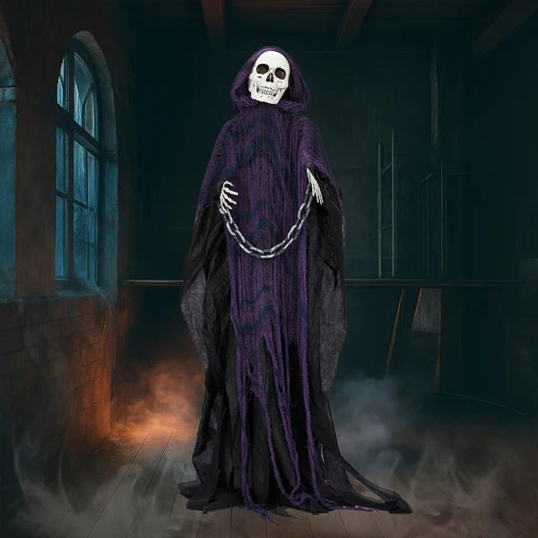 Life Size Grim Reaper Animatronic 6ft Decoration With Sound