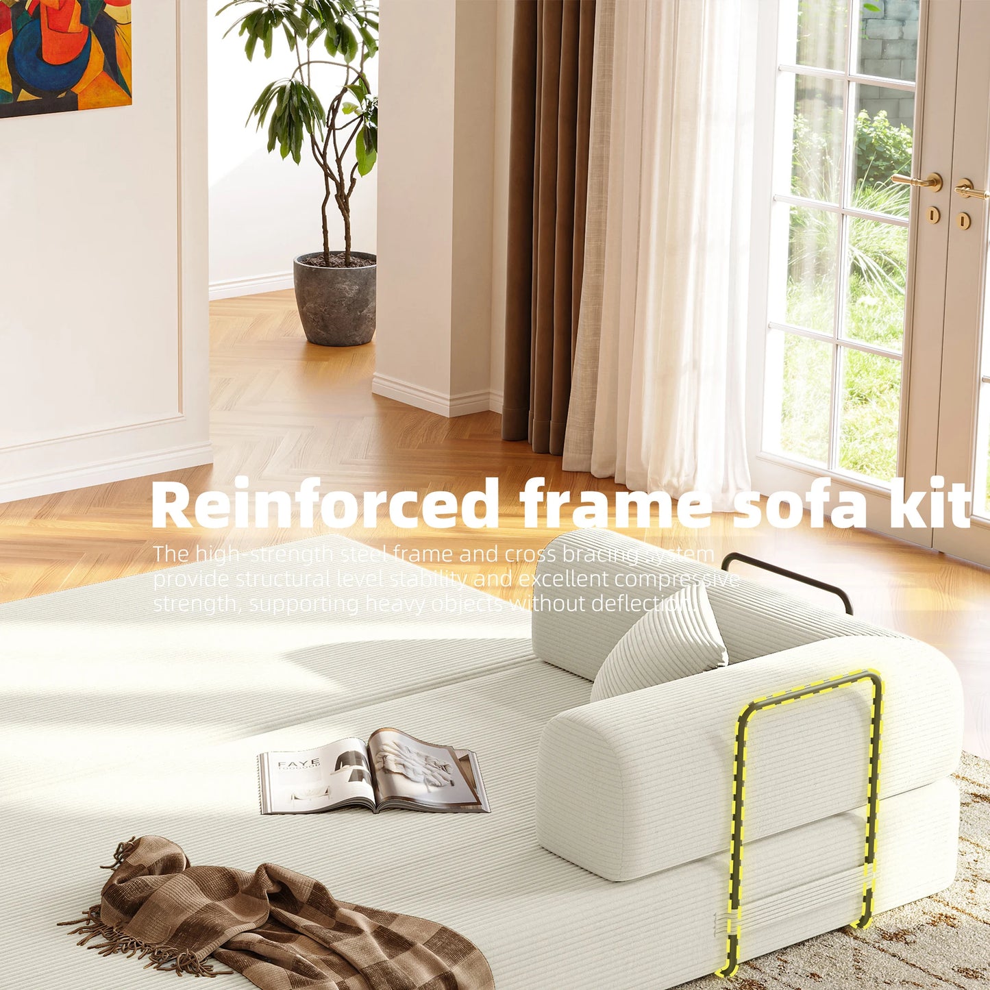 Convertible Floor Sofa Bed With Fixed Shape Frame 5 In 1 Living Room Sofa