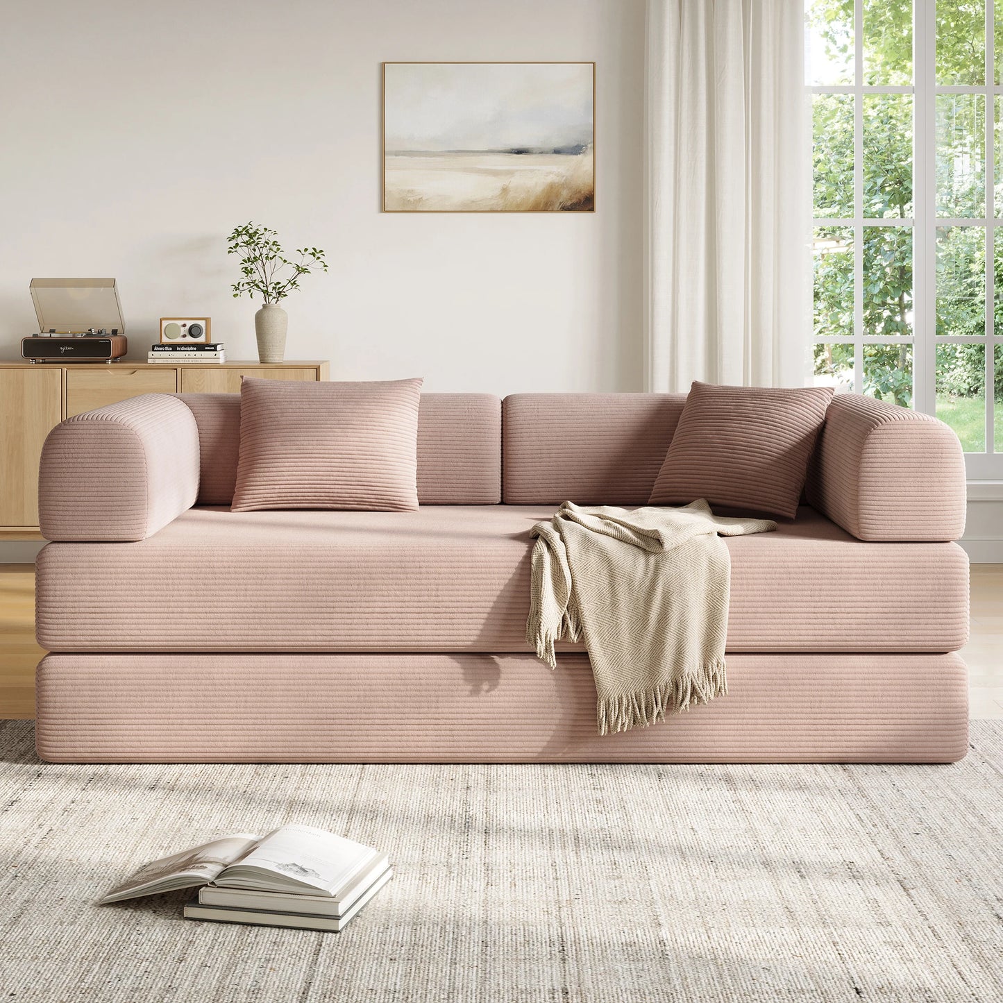 Convertible Floor Sofa Bed With Fixed Frame 5 In 1 Modular Sofa