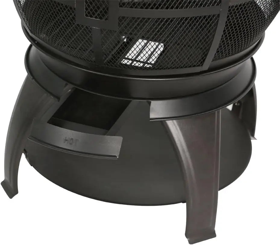 Wood Burning Fire Pit Chiminea Cast Iron Brown Black
