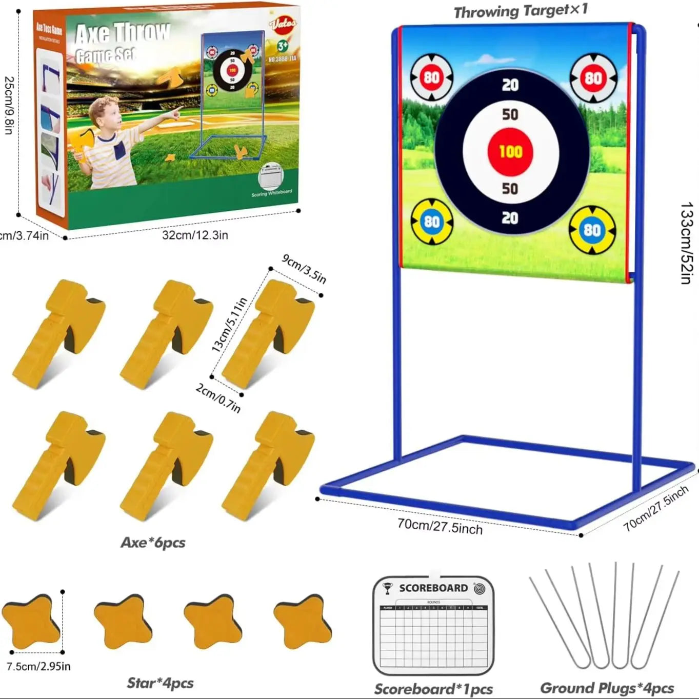 VATOS Axe Star Throwing Game Set For Kids Indoor Outdoor