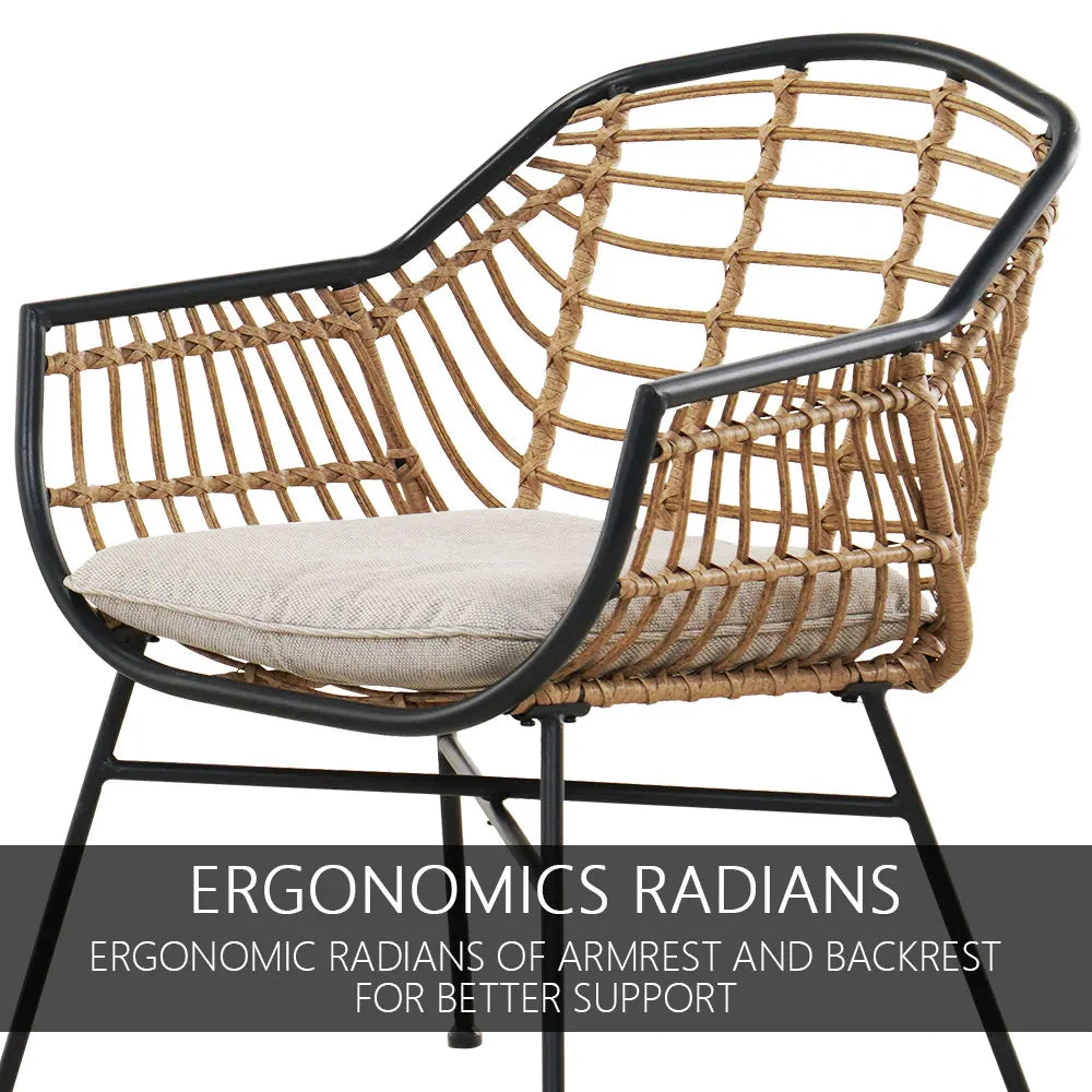 Outdoor Wicker Patio Conversation Set With Cushions And Coffee Tables Boho Style