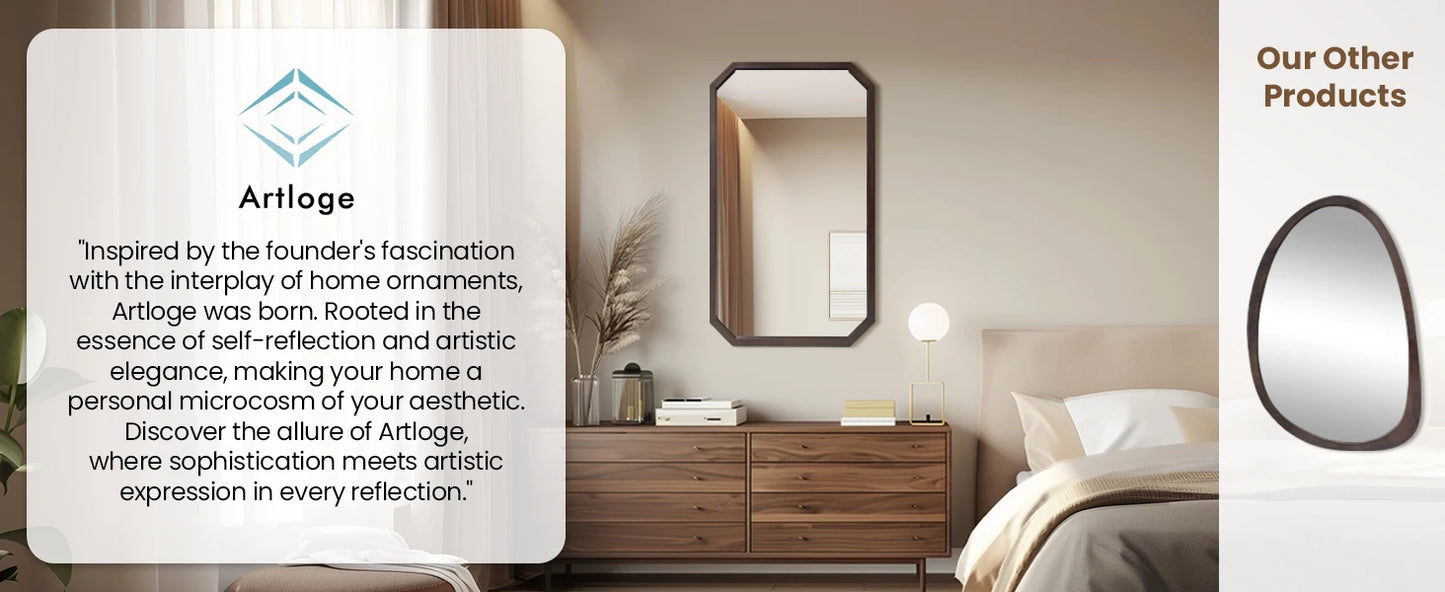 LUVODI Wall Mounted Decorative Mirror with Black Walnut Wood Frame for Living Room and Entryway