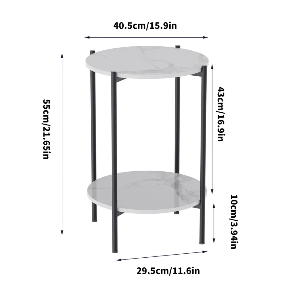 Two Tier Round Coffee End Tables Sofa Side Table Plant Stand