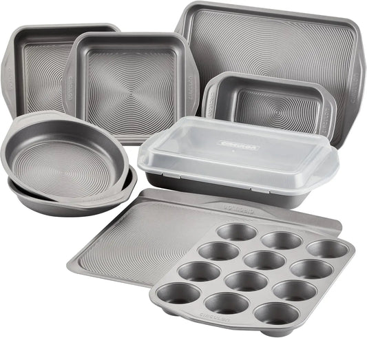 Total Nonstick Bakeware Set 10 Piece Gray Includes Bread Pan Cookie Sheet Baking Pan Baking Sheet Cake Pan Muffin Cupcake Pan