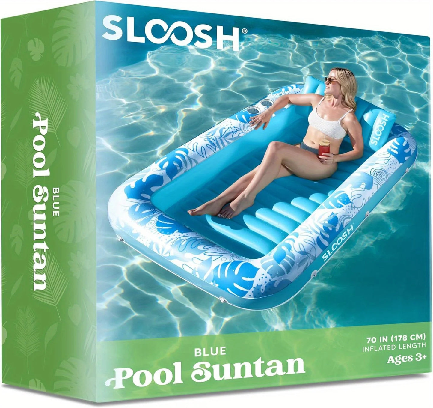 Joyfy 70 By 46 Inch Adult Inflatable Pool Lounger Float 4 In 1 Suntan Tub Raft