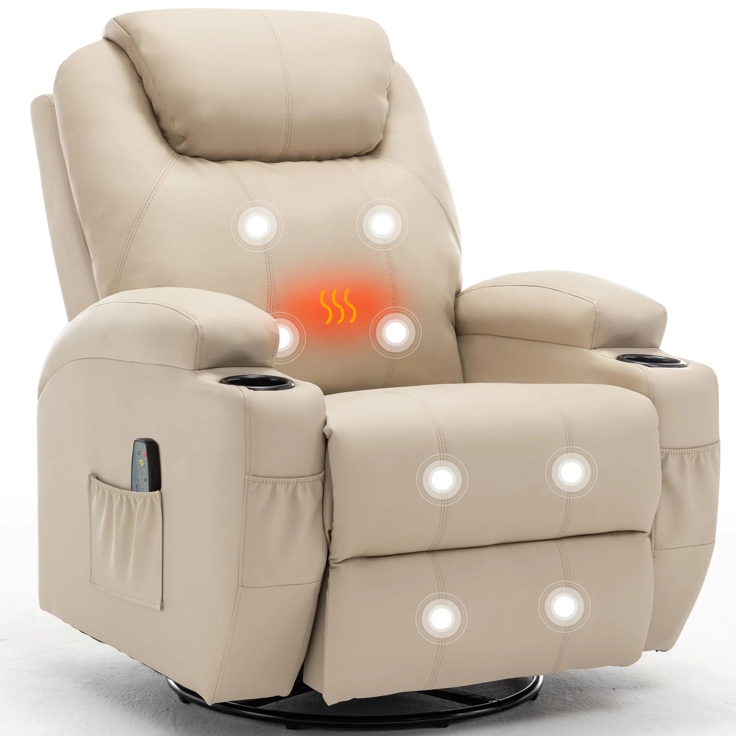 Recliner Chair With Massage And Heat 360 Degree Swivel Cup Holder Remote