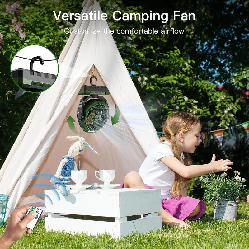 Three In One Camping Fan Portable Rechargeable With Remote