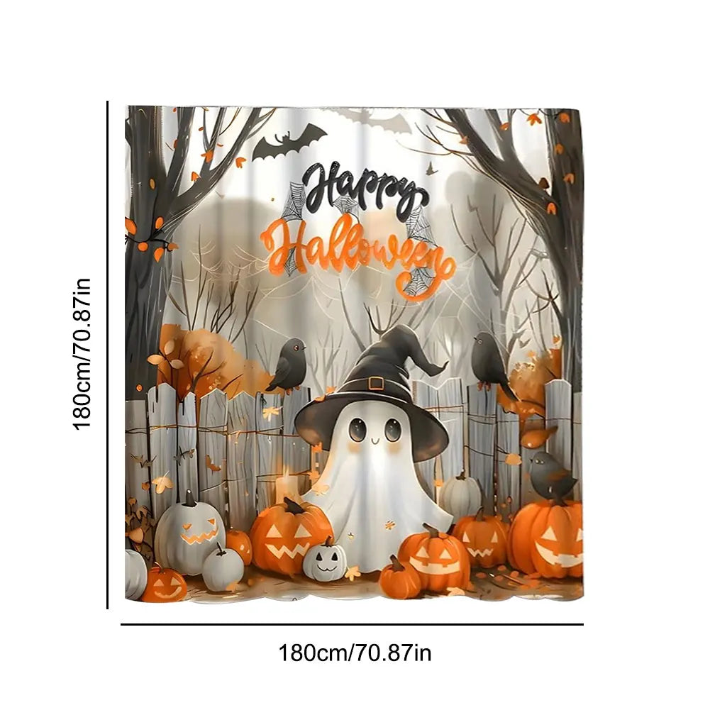 Cute Cartoon Ghost Shower Curtain Halloween Polyester