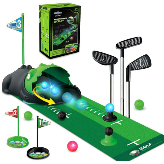 Kids Golf Toy Set Auto Returner Night Light Golf Balls Indoor Outdoor Mini Golf