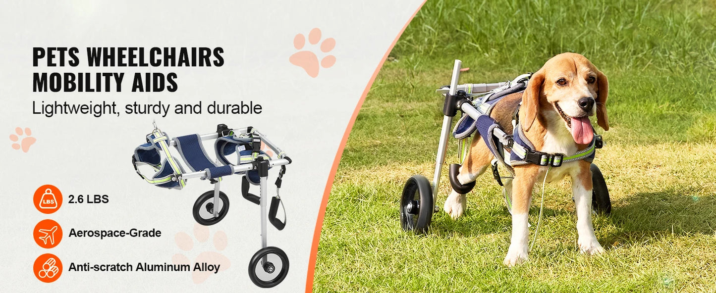 Two Wheels Dog Wheelchair For Back Legs Pet Cart Hind Limb Paralysis