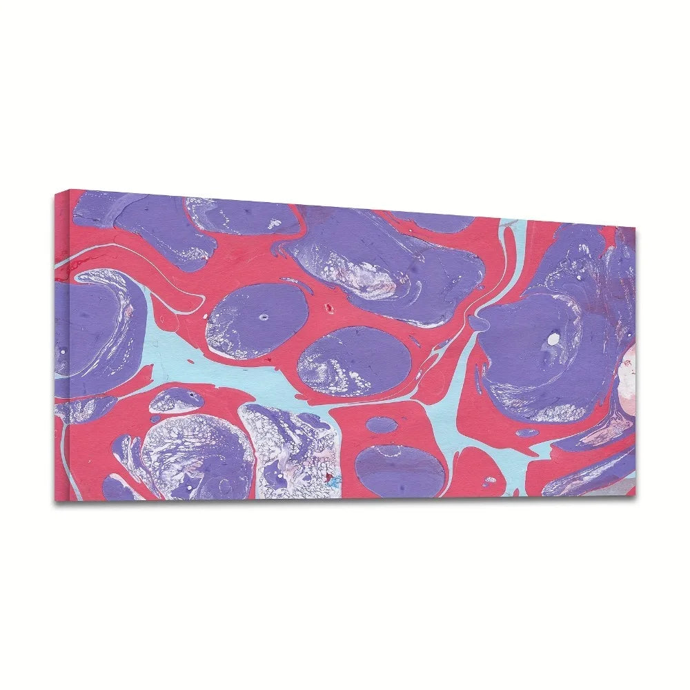 Abstract Liquid Oil Mural With Red And Purple Paint Wall Art In Solid Wood Frame