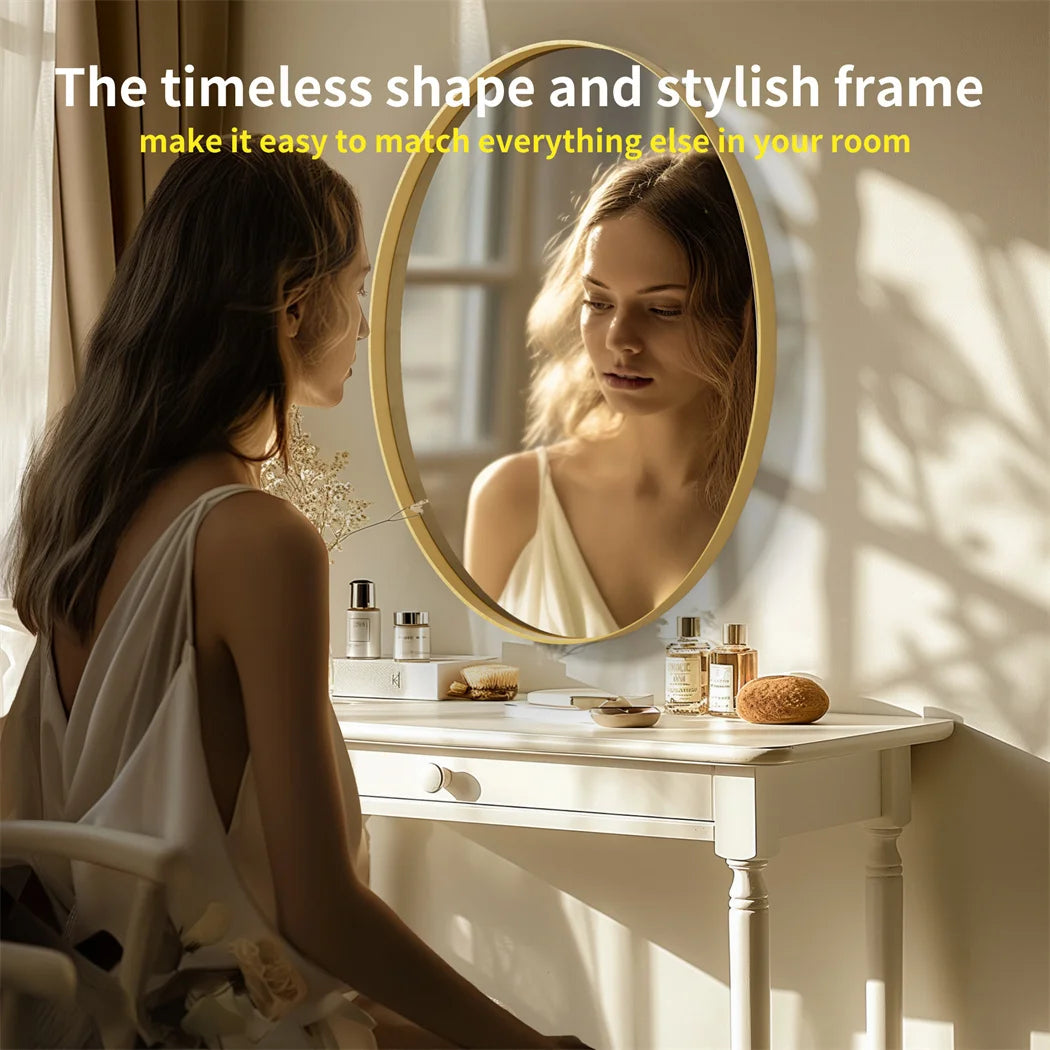 LUVODI Brushed Gold Mirror with Metal Frame for Living Room Entryway and Vanity Wall Decor