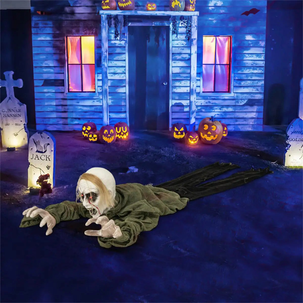Sparkling Eye Zombie Halloween Decorations with Spooky Sounds Voice Activated Groundbreaker for Creepy Home Decor