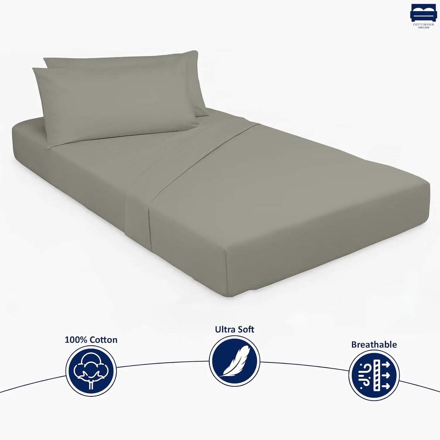 Egyptian Cotton Sheet and Pillow Case 4 Piece Set Rollaway