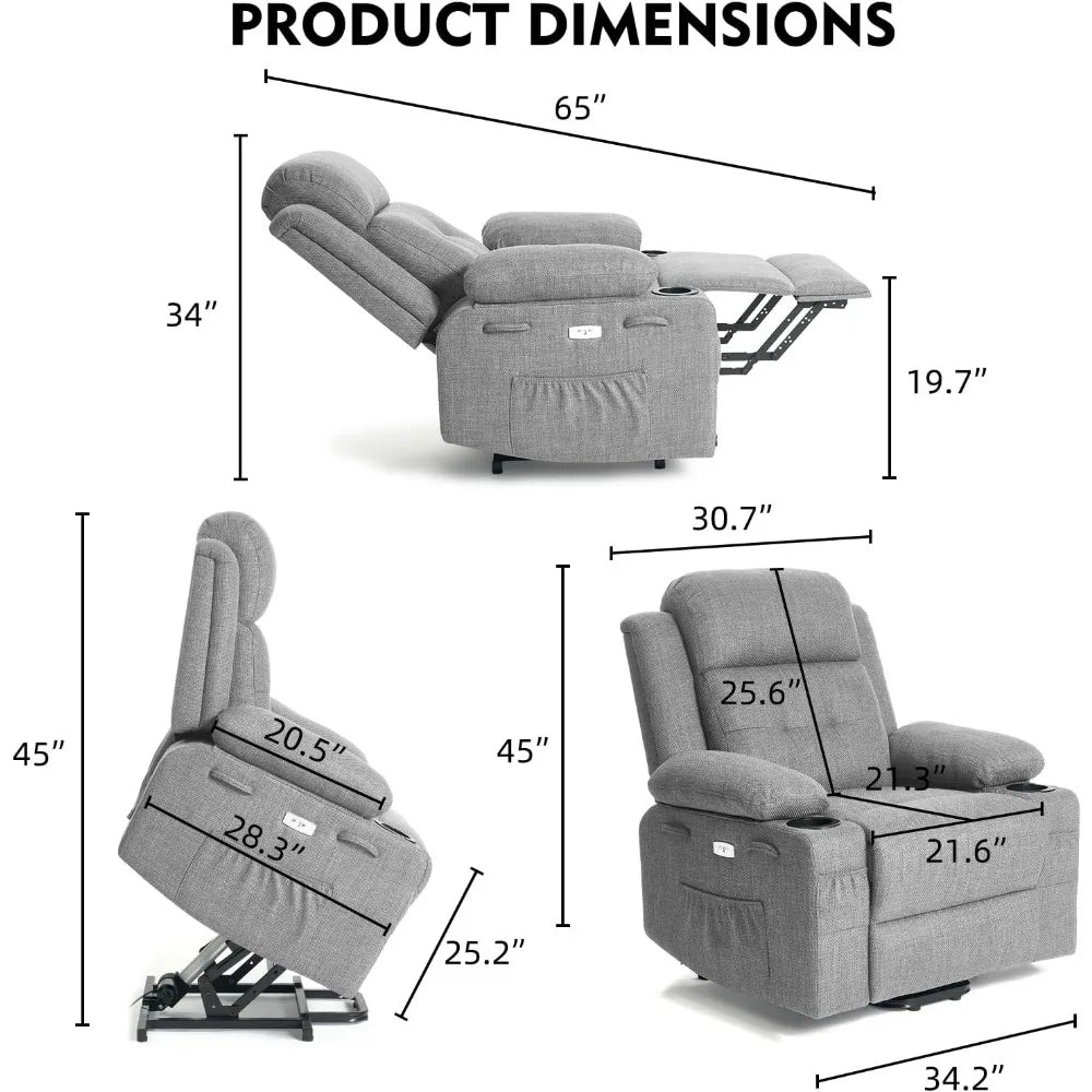 Aurora Power Lift Chair Electric Recliner With Heating And Vibrating Massage
