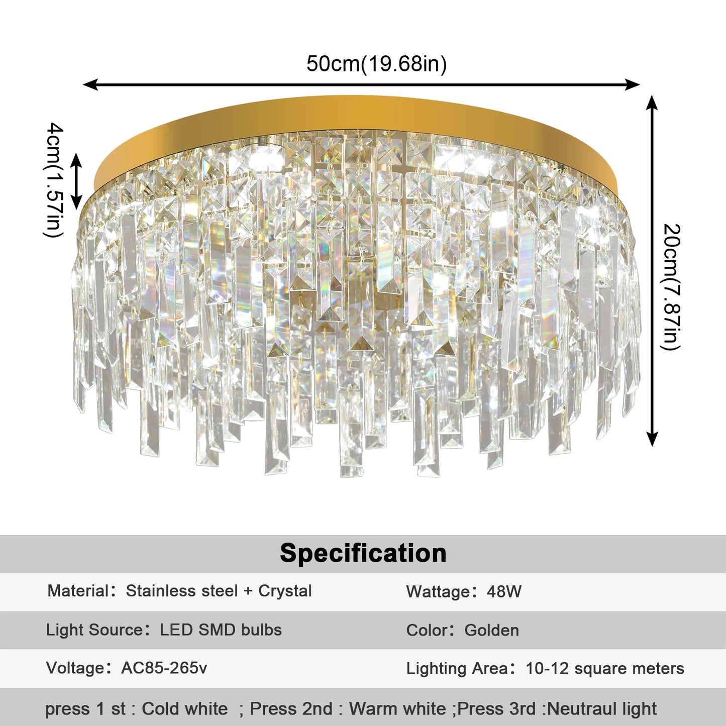 Modern Crystal Luxury Ceiling Lamp LED Chandelier Nordic Home Decor Flush Mount Light Fixture for Dining Living Room Bedroom Hotel
