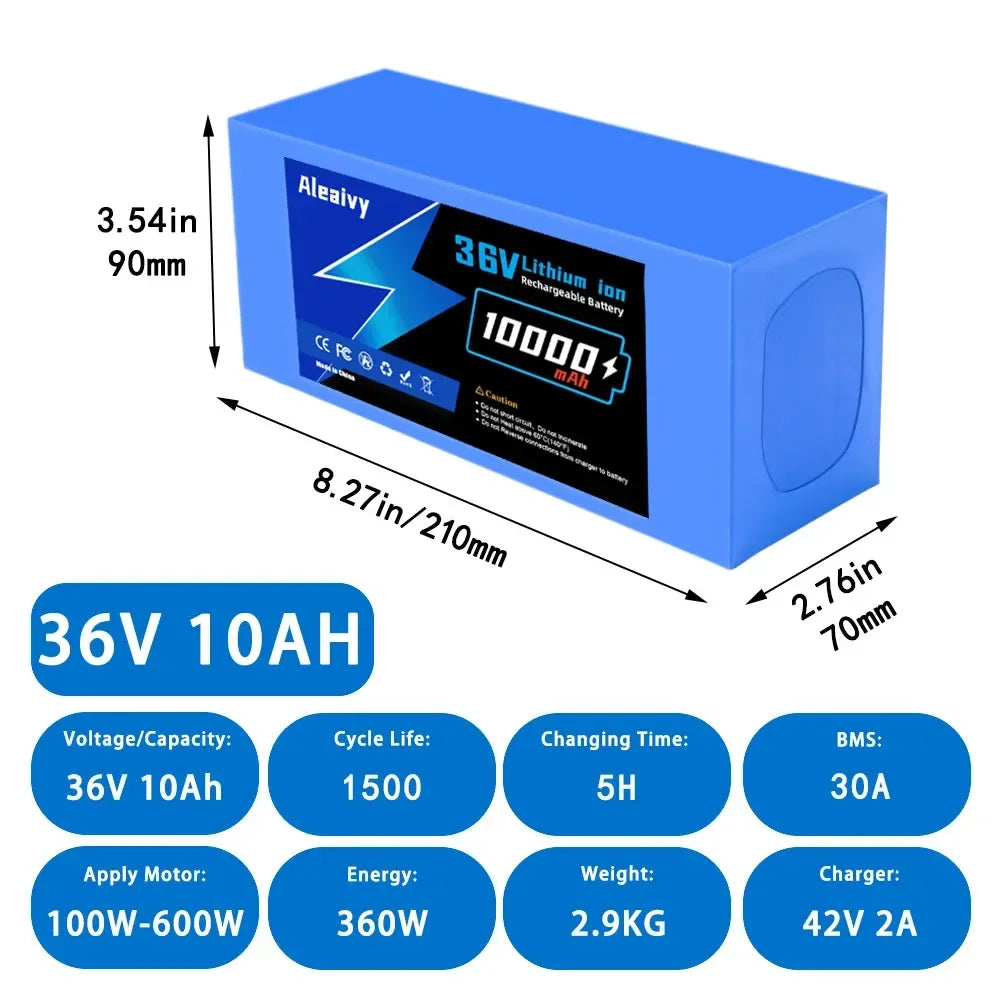 Aleaivy 36V 48V Electric Bike Battery Pack 10 16 20Ah LiIon