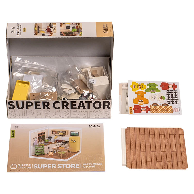 Robotime Rolife 3D Puzzle Happy Meals Kitchen Miniature House Kit