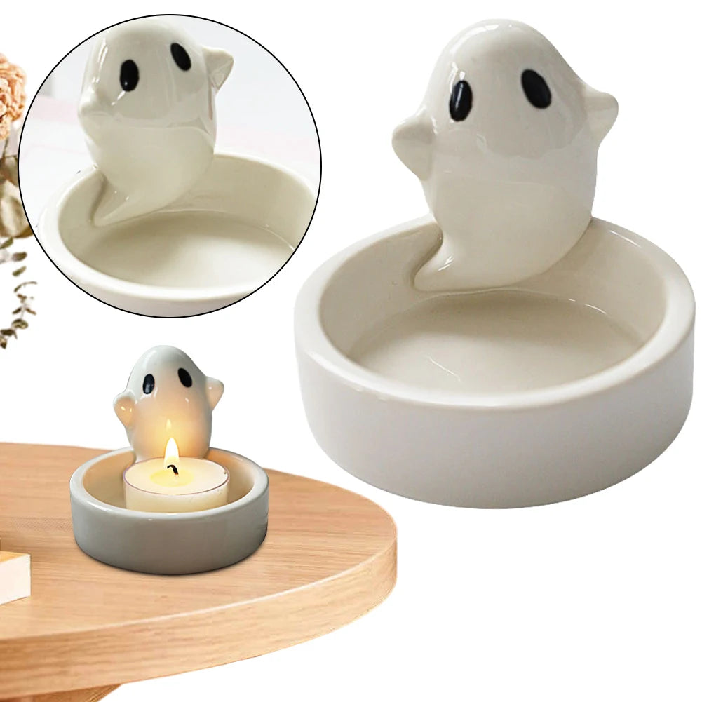 Tealight Candle Holder Ceramic Ghost Cute Halloween Decor